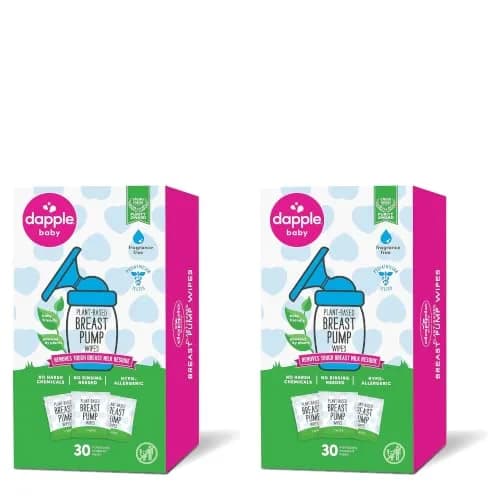 Dapple Baby Breast Pump Wipes Singles 60 Count (2x30) | Hypoallergenic & Plant-Powered for On-the-Go Cleaning thumbnail 1