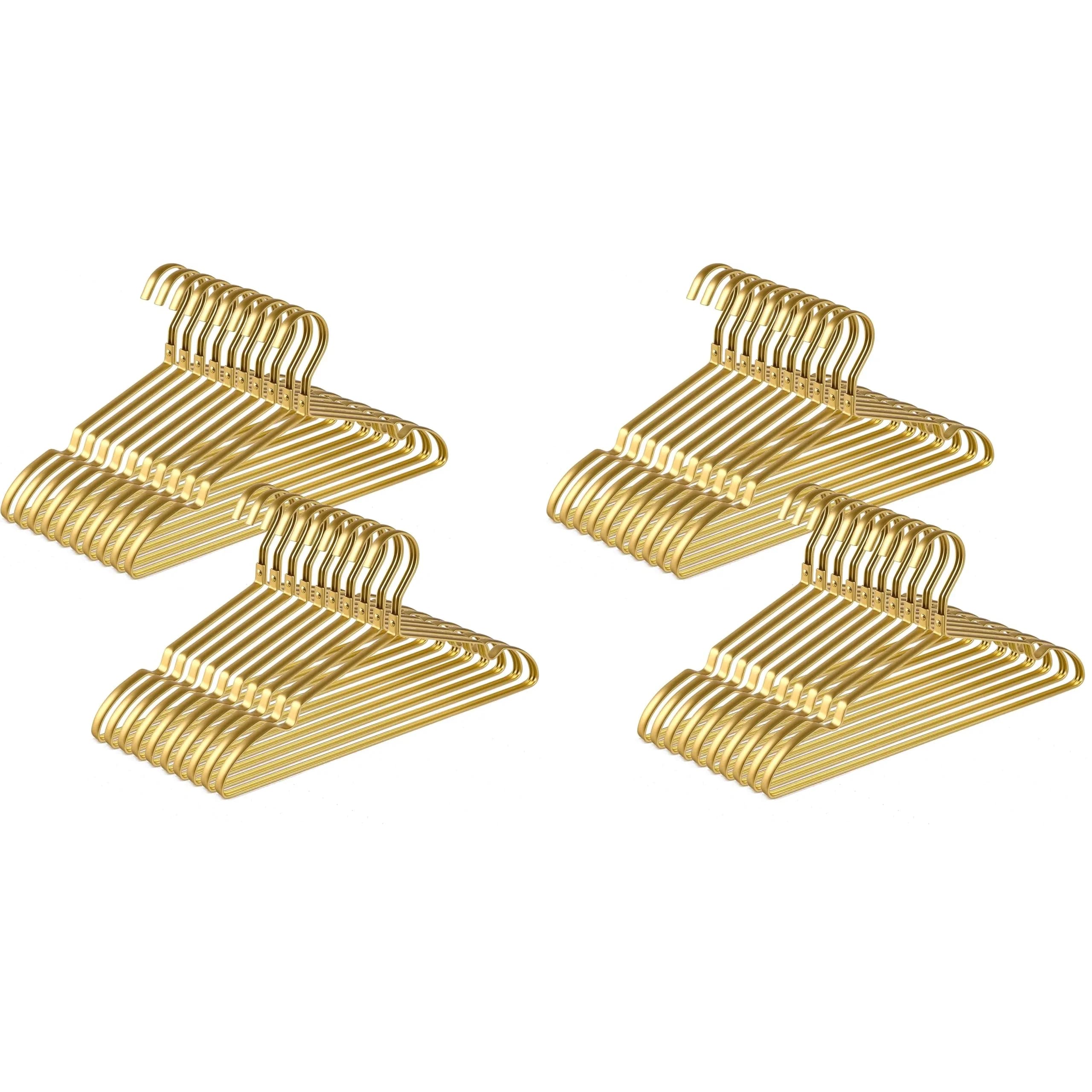 Amber Home Matte Gold Aluminum Coat Hangers 20 Pack, 41.9 cm (16.5”) Extra Smooth & Durable Metal Shirt Dress Hanger, Light & Sturdy Rack for Jacket Trouser Pant Slack — 40-Pack