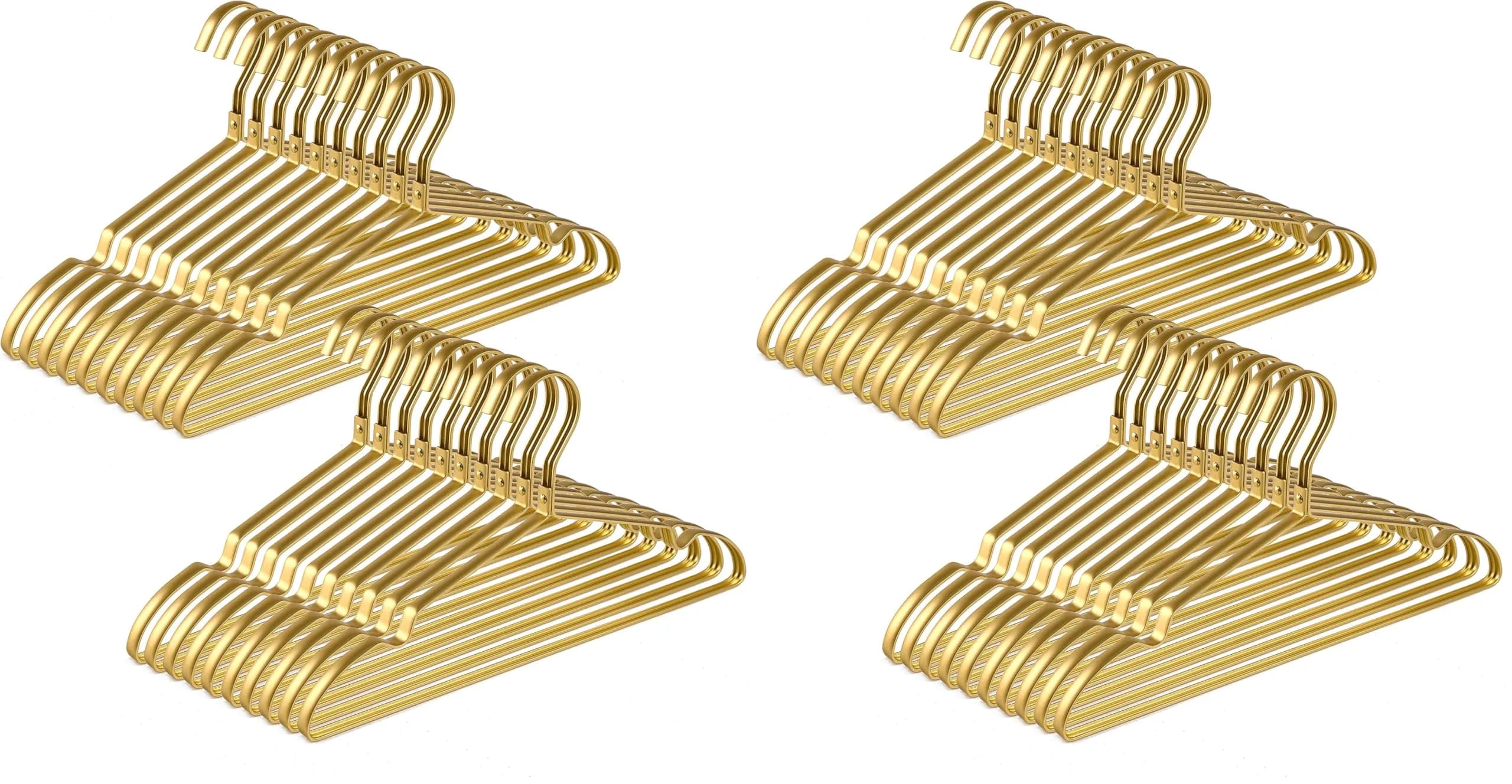 Amber Home 40 Pack Premium Matte Gold Aluminum Coat Hangers, 41.9cm (16.5") | Organize Your Wardrobe - main product image