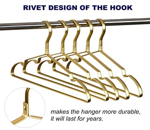 Amber Home 40 Pack Premium Matte Gold Aluminum Coat Hangers, 41.9cm (16.5") | Organize Your Wardrobe thumbnail 7