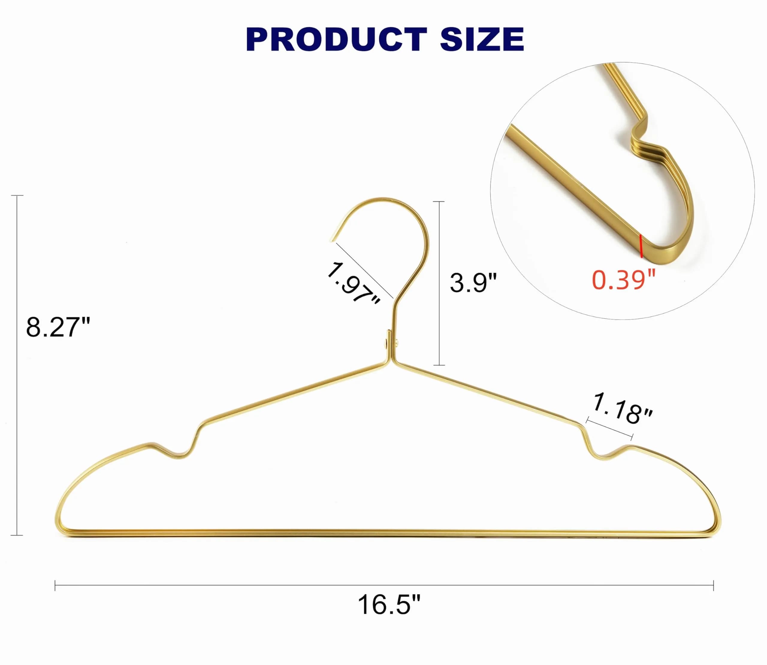 Amber Home 40 Pack Premium Matte Gold Aluminum Coat Hangers, 41.9cm (16.5") | Organize Your Wardrobe - view 2