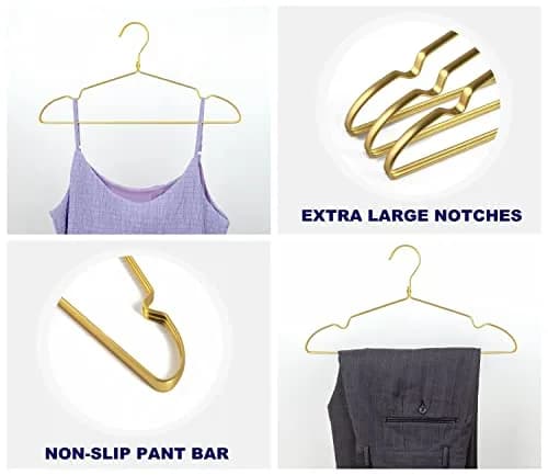 Amber Home 40 Pack Premium Matte Gold Aluminum Coat Hangers, 41.9cm (16.5") | Organize Your Wardrobe thumbnail 3
