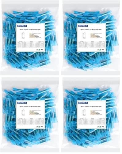 Qizpcer Blue Heat Shrink Butt Connectors 16-14 AWG (400 Pcs) | Waterproof Marine Grade Wire Splice thumbnail 1