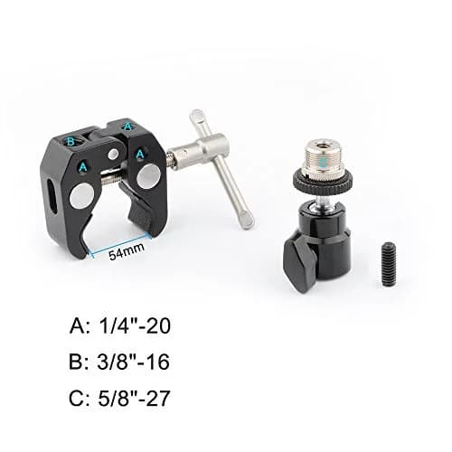 CAMVATE Mini Crab Clamp Articulated 1/4 Pack of 4 | Microphone Mounting Clamp with 360° Ball Head thumbnail 2