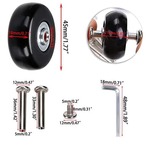 OwnMy Luggage Suitcase Replacement Wheels 45mm x 18mm | Pack of 3 Sets (12 Wheels Total) thumbnail 2