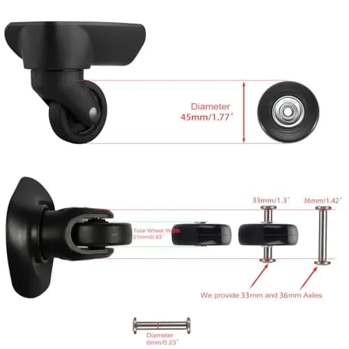 OwnMy Luggage Suitcase Replacement Wheels 45mm x 18mm | Pack of 3 Sets (12 Wheels Total) thumbnail 3
