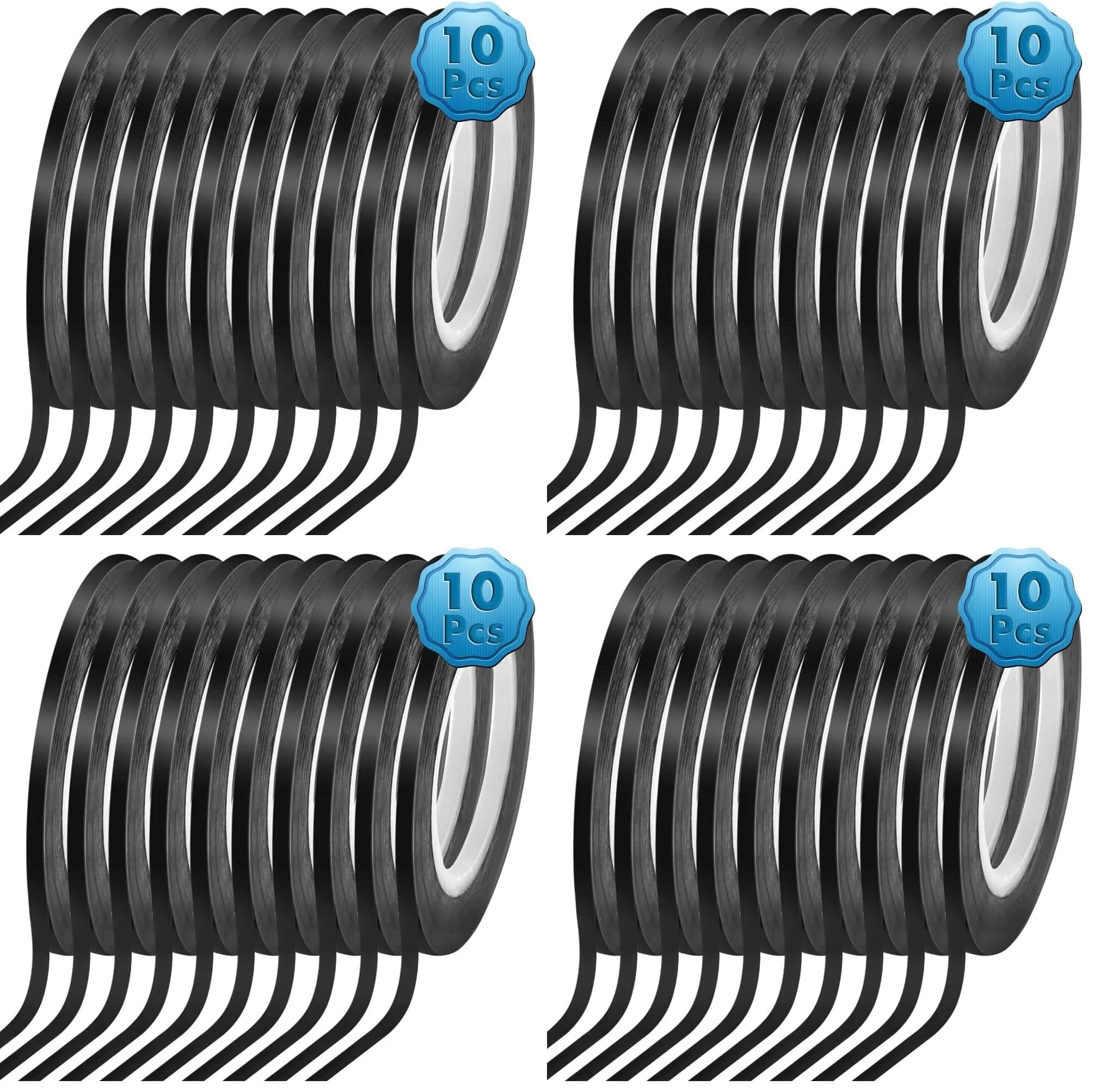 cridoz Black Pinstripe Tape 1/8 inch x 108 ft (Pack of 40 Rolls) | Grid Marking & Organization Tape - main product image