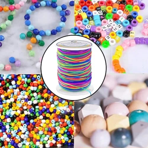 LUSTEMBER 1mm Rainbow Elastic Beading Cord 330 Feet (990 Feet Total) | Sturdy & Durable for Jewelry Making thumbnail 4