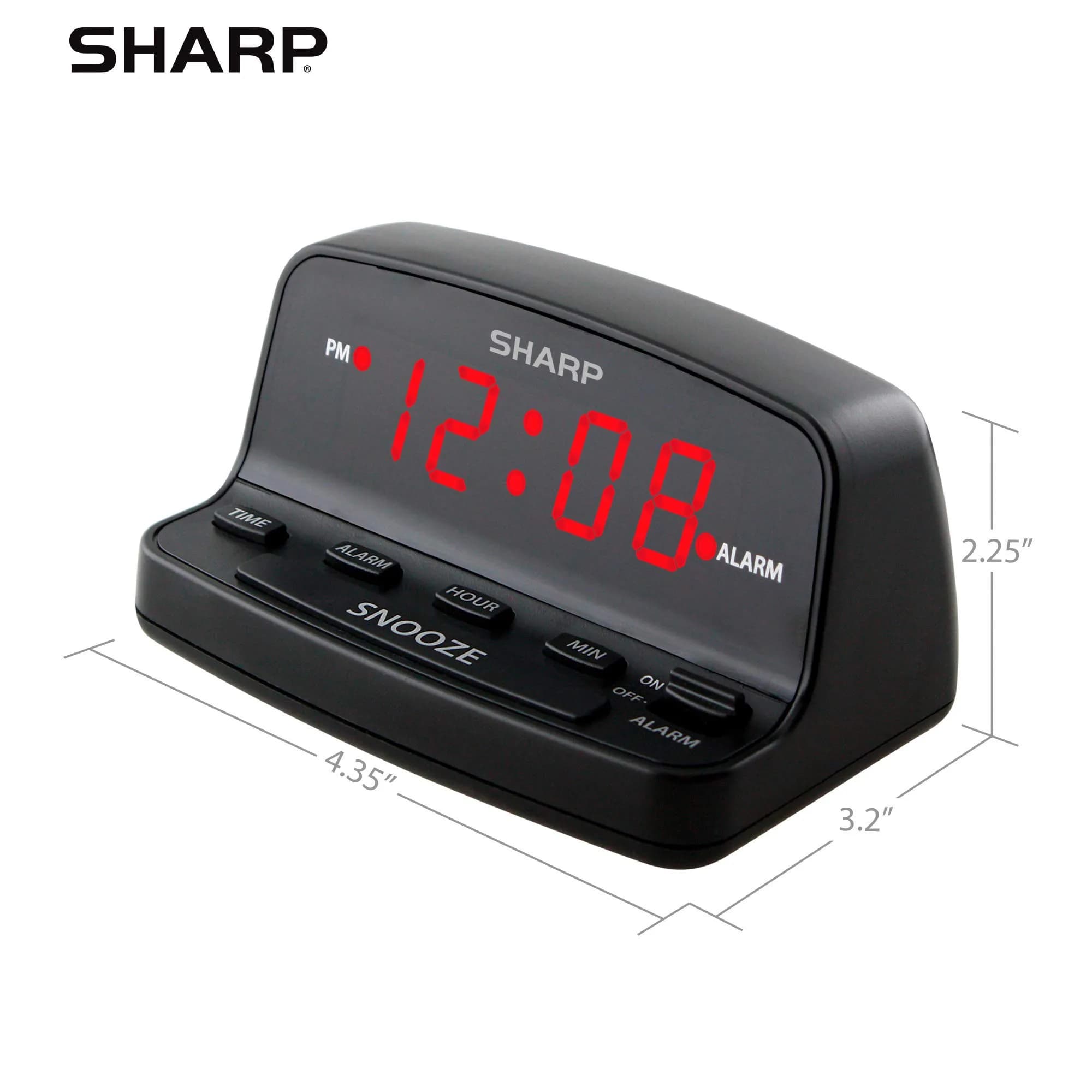 Sharp Digital Alarm Clock with Keyboard Controls, Red LED Display, Battery Back-up, Pack of 4 | Simple Operation for All Ages - view 5