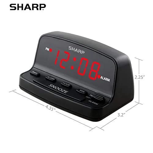 Sharp Digital Alarm Clock with Keyboard Controls, Red LED Display, Battery Back-up, Pack of 4 | Simple Operation for All Ages thumbnail 5