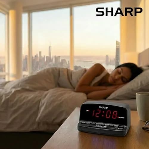 Sharp Digital Alarm Clock with Keyboard Controls, Red LED Display, Battery Back-up, Pack of 4 | Simple Operation for All Ages thumbnail 6