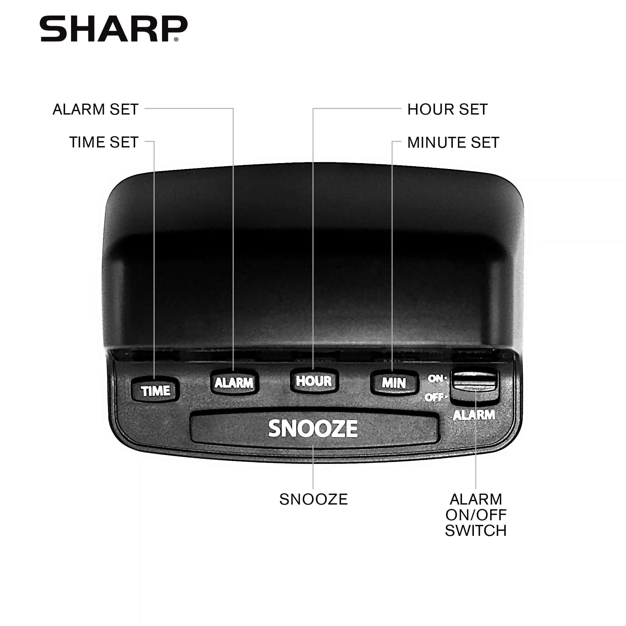 Sharp Digital Alarm Clock with Keyboard Controls, Red LED Display, Battery Back-up, Pack of 4 | Simple Operation for All Ages - view 4