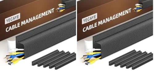 Yecaye 12 Pack Cable Management | No-Drill Adhesive Cord Organizer for Desk & Home Office, Black thumbnail 1