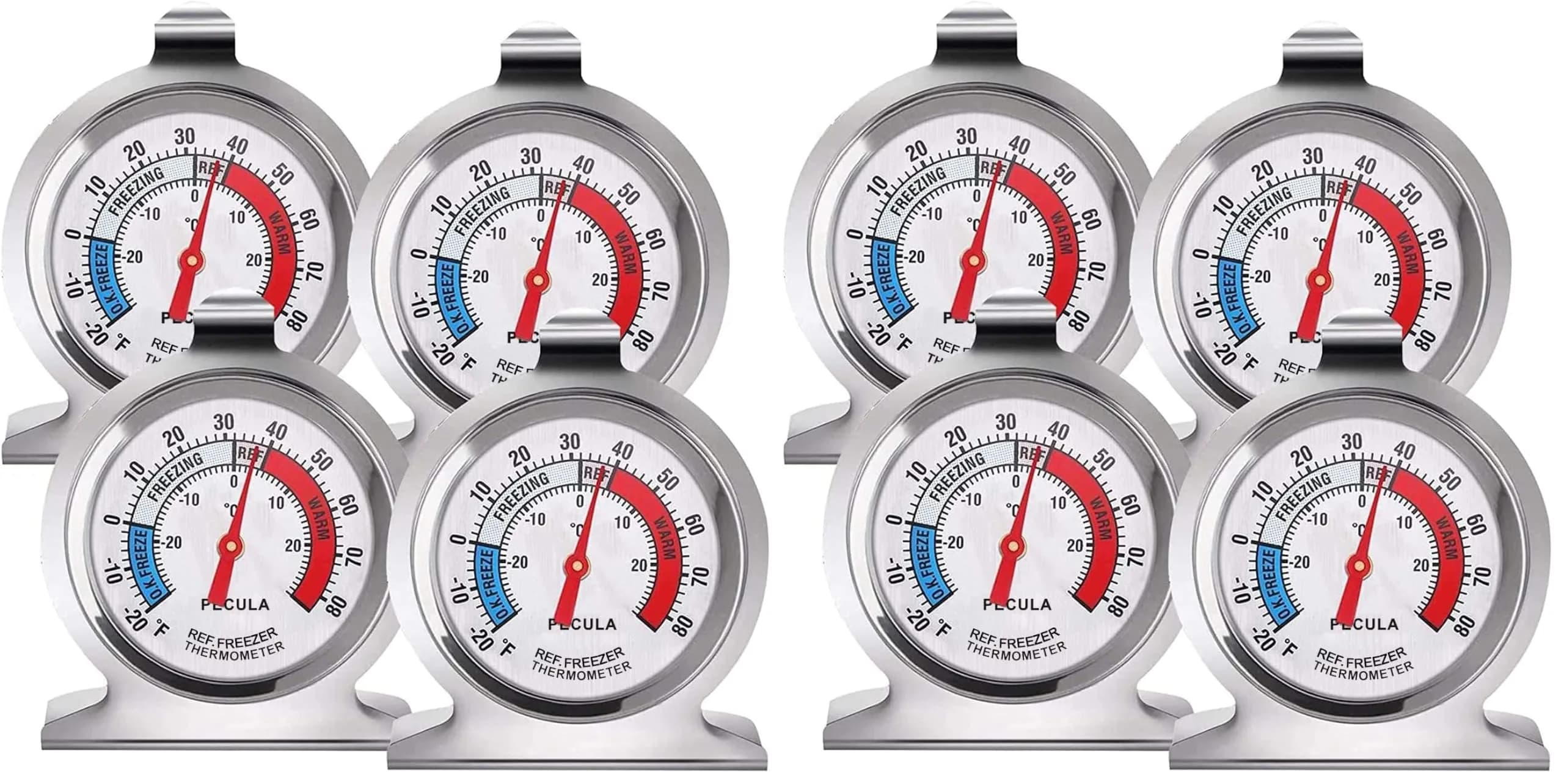 PECULA Classic Refrigerator Thermometer -30-30°C (-20-80°F) | Large Dial with Red Indicator - main product image