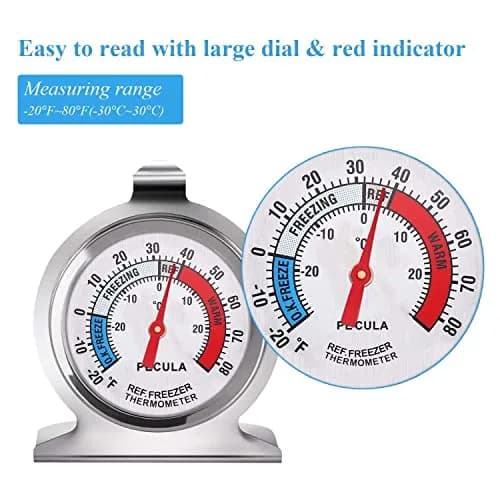 PECULA Classic Refrigerator Thermometer -30-30°C (-20-80°F) | Large Dial with Red Indicator thumbnail 2