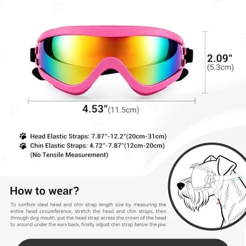 NAMSAN Dog Sunglasses for Medium Dogs, Anti-UV Dog Goggles Small Medium Breeds, Windproof Driving Dog Eye Protection, Pink (5 inches L x 2.5 inches W) thumbnail 5