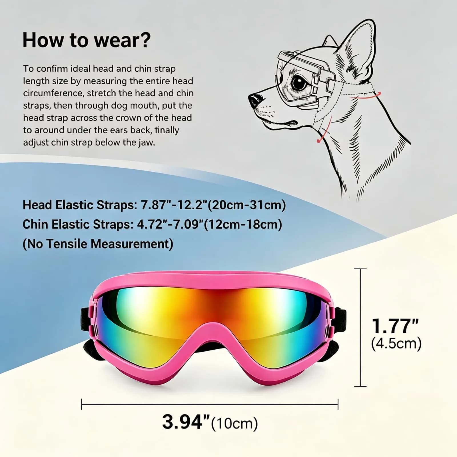 Enjoying Tactical Pink Small Breed Dog Goggles with UV Protection, Windproof & Adjustable Straps - view 3