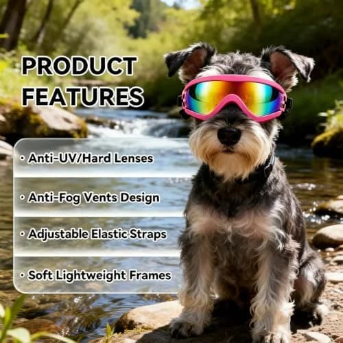 Enjoying Gloss Pink Dog Goggles for Medium Breeds | UV Protection, Windproof & Adjustable thumbnail 4