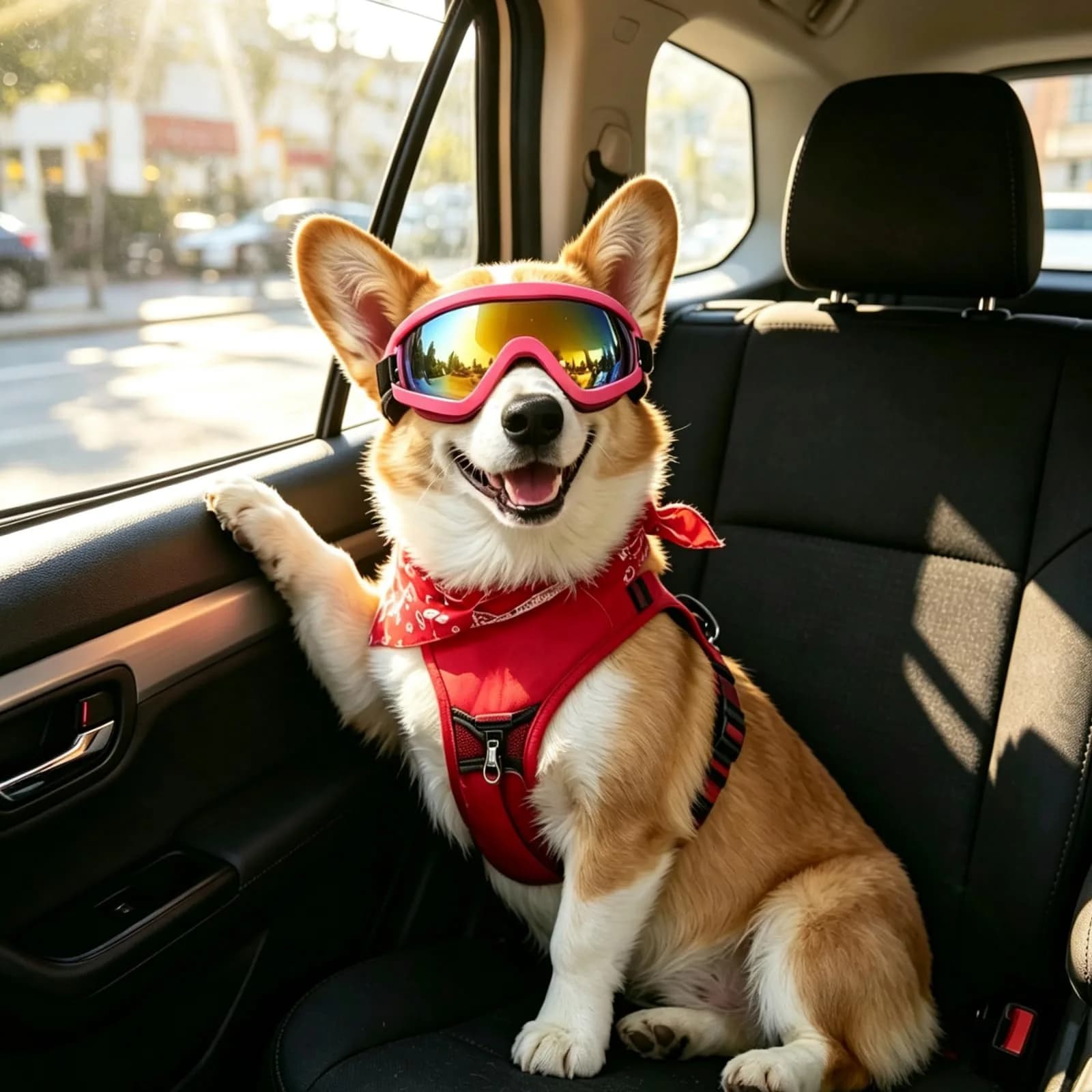Enjoying Gloss Pink Dog Goggles for Medium Breeds | UV Protection, Windproof & Adjustable - view 2