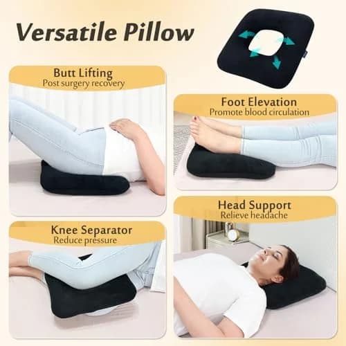 AOSSA Bed Sore Cushion for Butt Positioning Pillow, Pressure Ulcer Relief, 3-inch Thick Orthopedic Seat Wedge | 38cm x 36cm (15" x 14") thumbnail 5