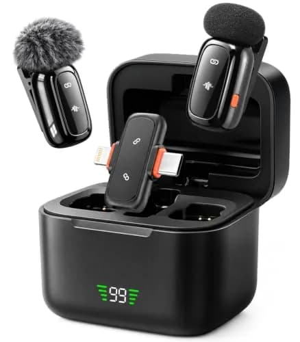 Amazpro Wireless Microphone for iPhone Android | Plug & Play, 30m Range, 30H Battery thumbnail 1