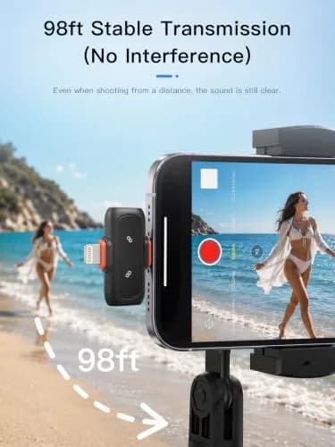 Amazpro Wireless Microphone for iPhone Android | Plug & Play, 30m Range, 30H Battery thumbnail 7