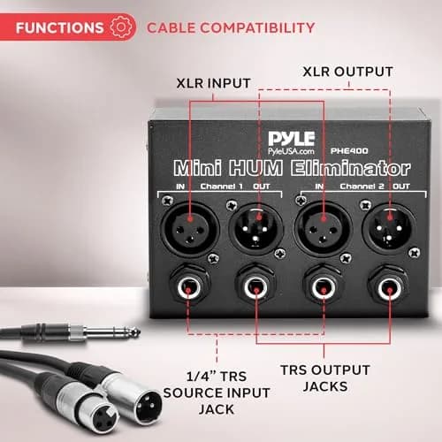 Pyle PHE400 Compact Mini Hum Eliminator Box 2-Channel | Reduces Ground Loop Hum thumbnail 6
