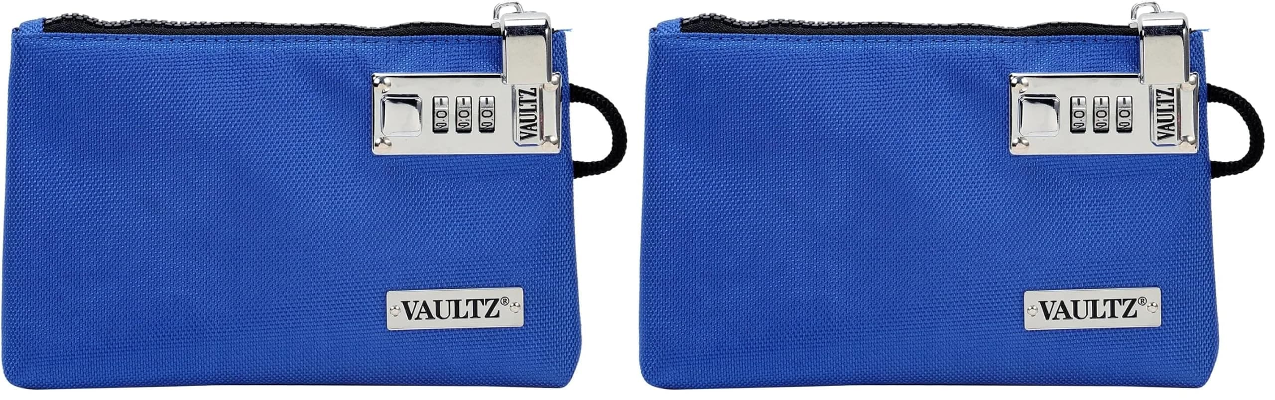 Vaultz Blue Locking Accessories Pouch, 5 x 8 Inches, Pack of 2 - Secure Zippered Storage - main product image