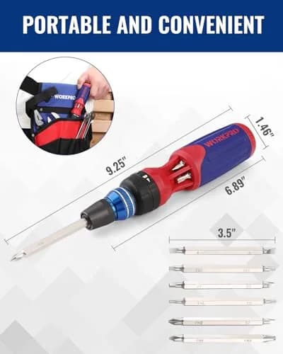 WORKPRO 12-in-1 Ratcheting Multi-Bit Screwdriver Set | Quick-Load Mechanism, Ergonomic Handle, Pack of 2 thumbnail 4