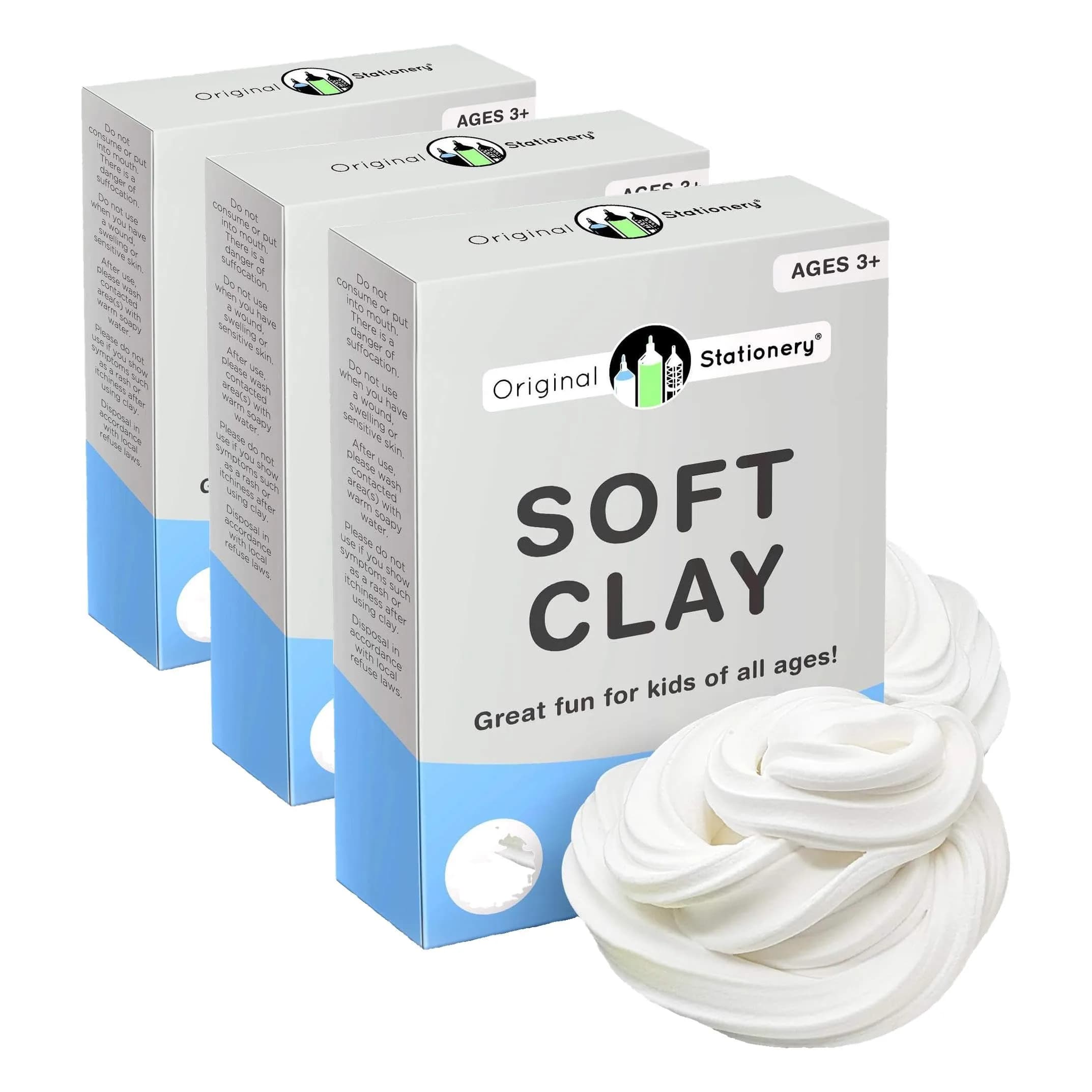 Original Stationery Soft Clay for Slime 230g (8.1 oz) | White Air-Dry Foam Clay for Butter Slime & Crafts (Pack of 3) — White