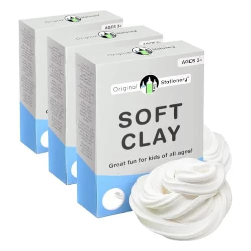Original Stationery Soft Clay for Slime 230g (8.1 oz) | White Air-Dry Foam Clay for Butter Slime & Crafts (Pack of 3) thumbnail 1