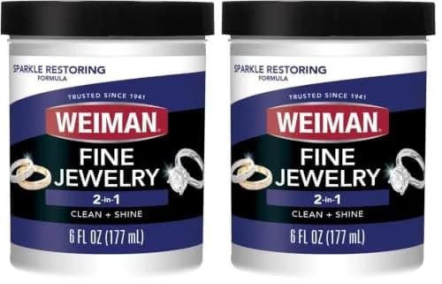 Weiman Fine Jewelry Cleaner Liquid with Cleaning Brush – Restores Shine to Gold, Platinum, Gemstones & Diamonds – 12 Fl Oz (Pack of 2) thumbnail 1