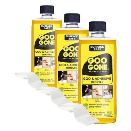 Goo Gone Original Liquid 8 Fl Oz (Pack of 3) Surface Safe Adhesive Remover for Stickers, Labels, Residue, Tape, Chewing Gum, Grease, Tar, Crayon, Glue thumbnail 1