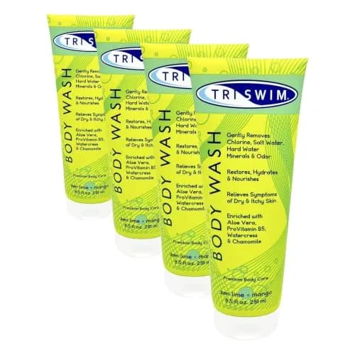 TRISWIM Chlorine Removal Body Wash 34 fl oz (1.0 L) | Removes Chlorine, Bromine, Minerals & Saltwater | Hydrates Dry Skin | For Swimmers & Athletes thumbnail 1