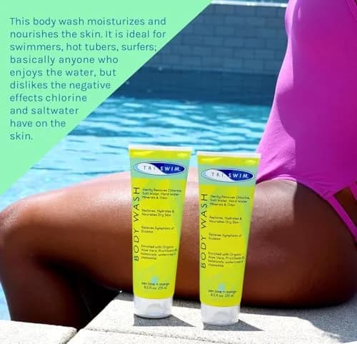 TRISWIM Chlorine Removal Body Wash 34 fl oz (1.0 L) | Removes Chlorine, Bromine, Minerals & Saltwater | Hydrates Dry Skin | For Swimmers & Athletes thumbnail 4