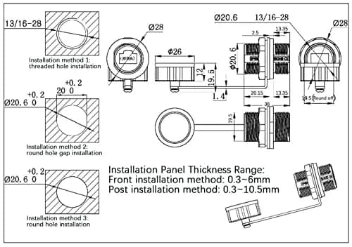 ANMBEST Shielded RJ45 Waterproof Panel Mount Connector (Pack of 20) | Industrial Ethernet Connectivity thumbnail 6
