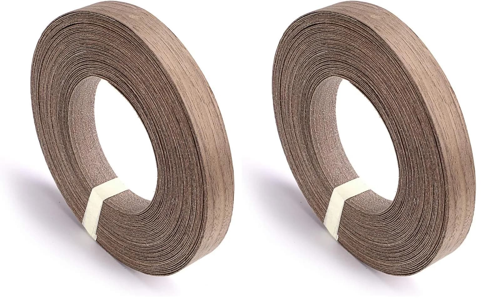 Skelang Walnut Wood Veneer Edge Banding 2 Rolls | 1.9cm x 15.24m (3/4" x 50') Preglued Iron-on Wood Tape