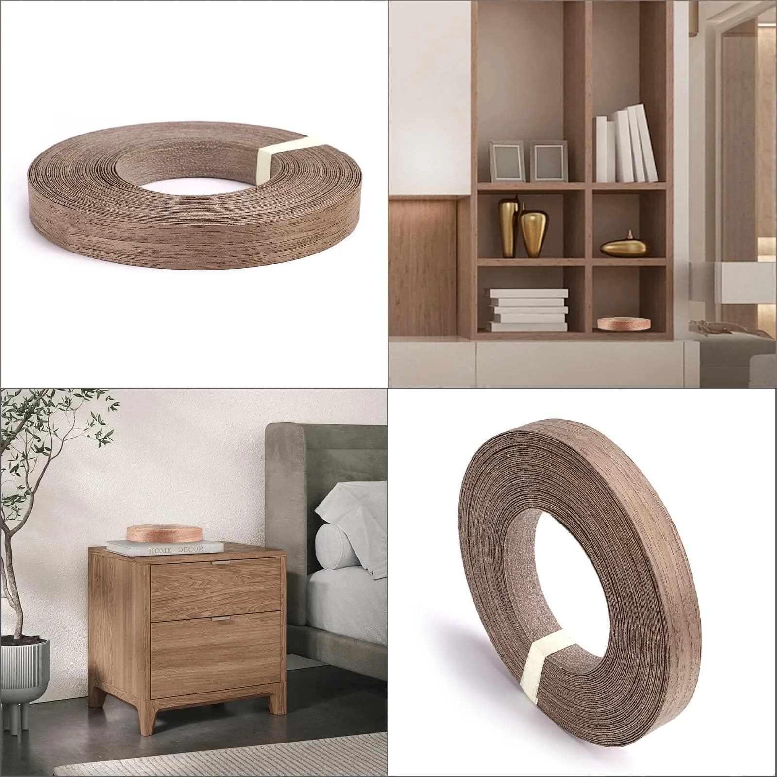 Skelang Walnut Wood Veneer Edge Banding 2 Rolls | 1.9cm x 15.24m (3/4" x 50') Preglued Iron-on Wood Tape - view 8