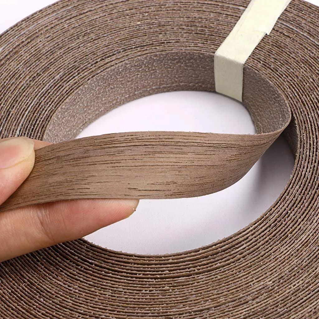 Skelang Walnut Wood Veneer Edge Banding 2 Rolls | 1.9cm x 15.24m (3/4" x 50') Preglued Iron-on Wood Tape - view 3
