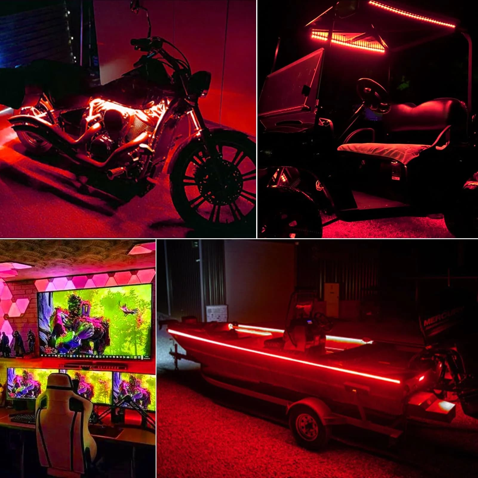 echosari Red LED Strip Lights Battery Operated, 90 LEDs, 9.8ft (3m), Remote Control, Pack of 3 - view 4