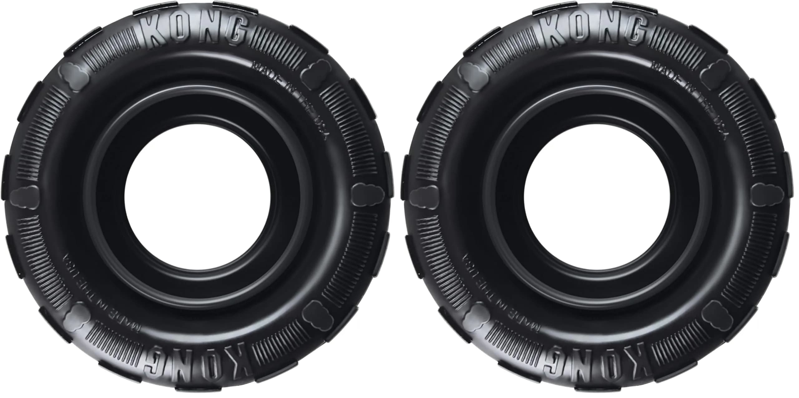 KONG Extreme Tires Natural Rubber Chew Toy for Medium/Large Dogs | Durable Treat-Dispensing Tire Toy — Black
