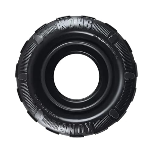 KONG Extreme Tires Dog Toy Most Durable Natural Rubber Chew & Fetch Toy with Treat Dispenser, Pack of 2, 11.4 cm (4.5" x 4.5") thumbnail 2