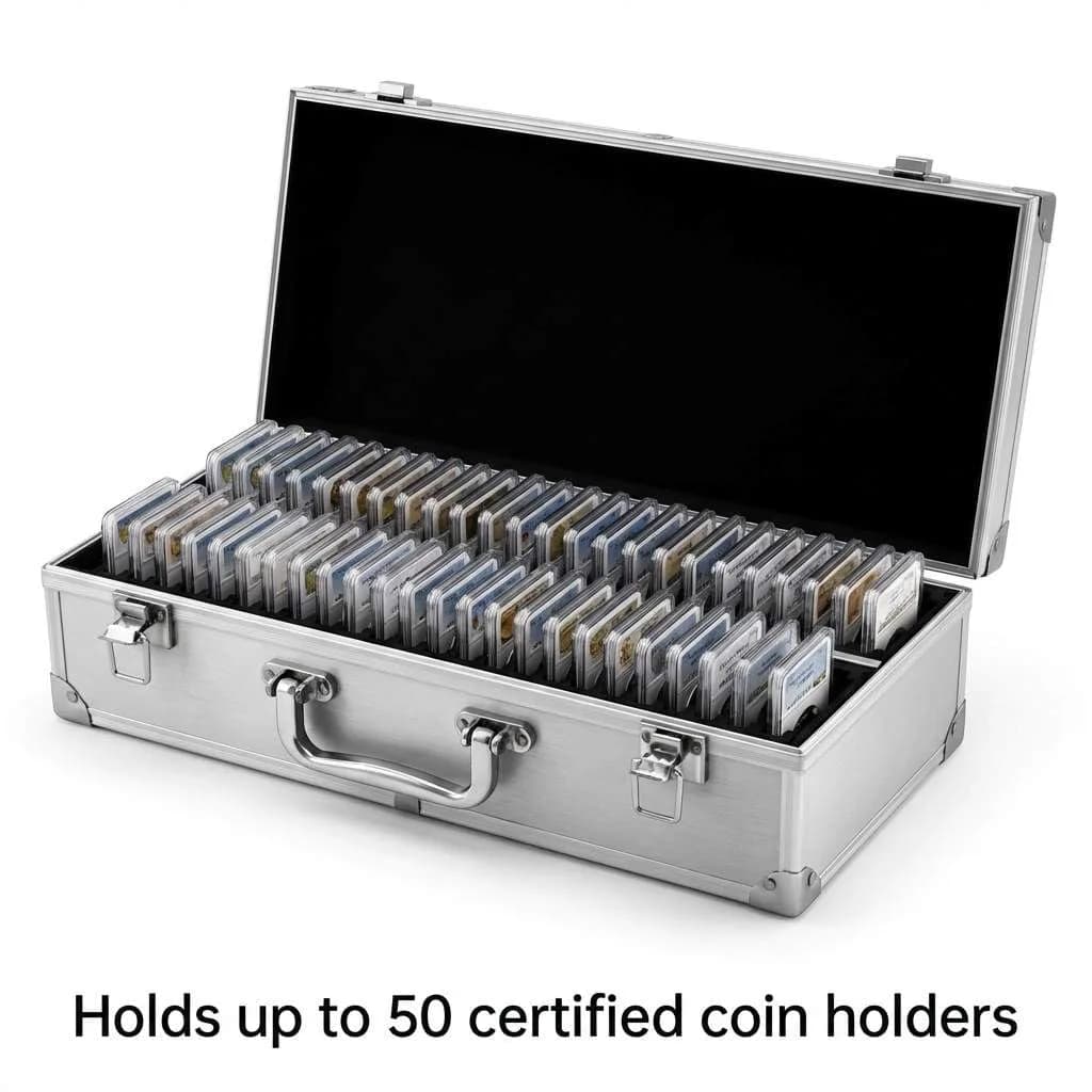 QWORK Aluminum Coin Case Holder with 50 Slots for PCGS/NGC Slabs, 3 Pack | Modern Style - view 5
