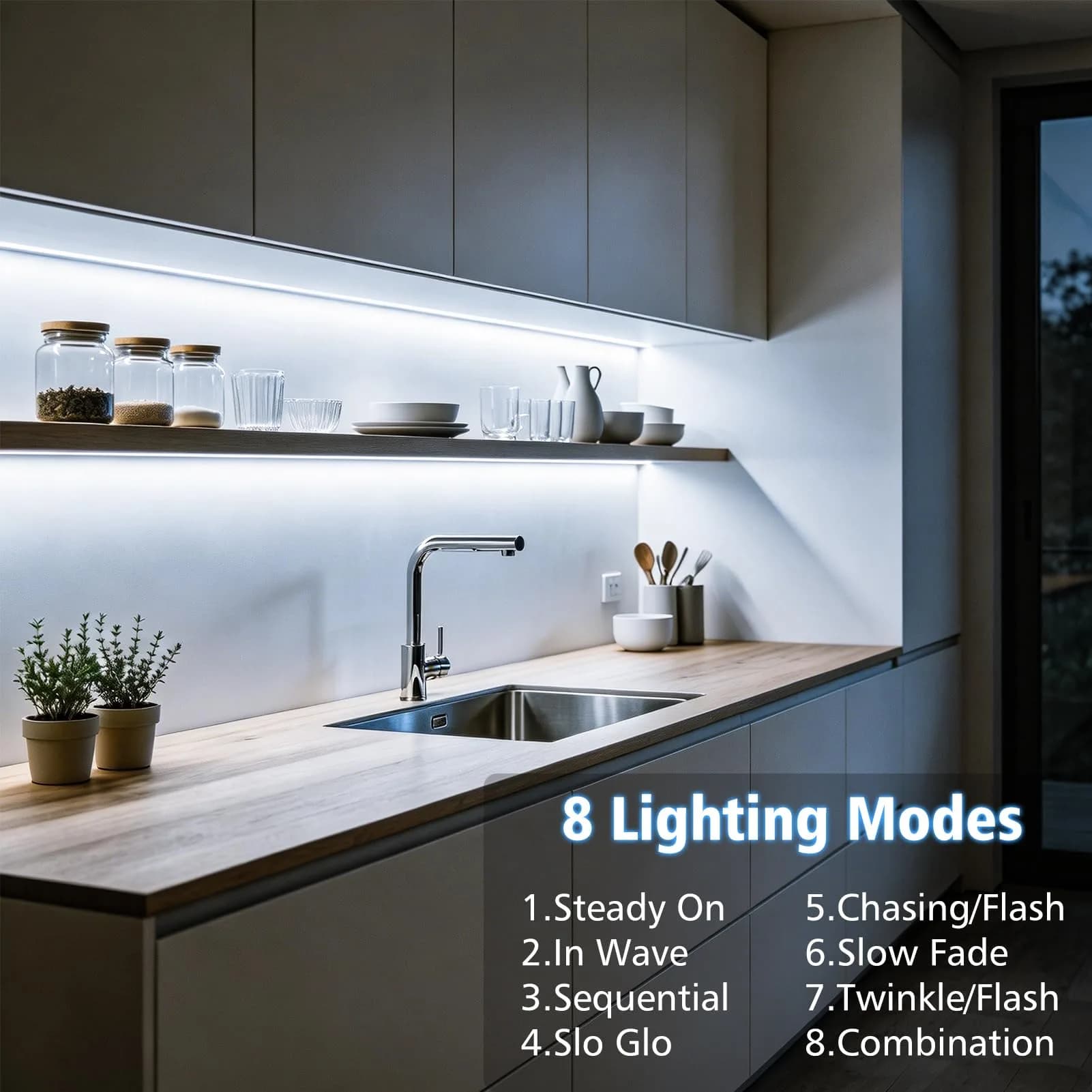 echosari Battery Operated LED Strip Lights White with Remote, 8 Modes, Dimmable, Timer, Self-Adhesive, Cuttable, 9.8ft (3m) 90LED (Pack of 3) | Ambient Lighting for Decor - view 5