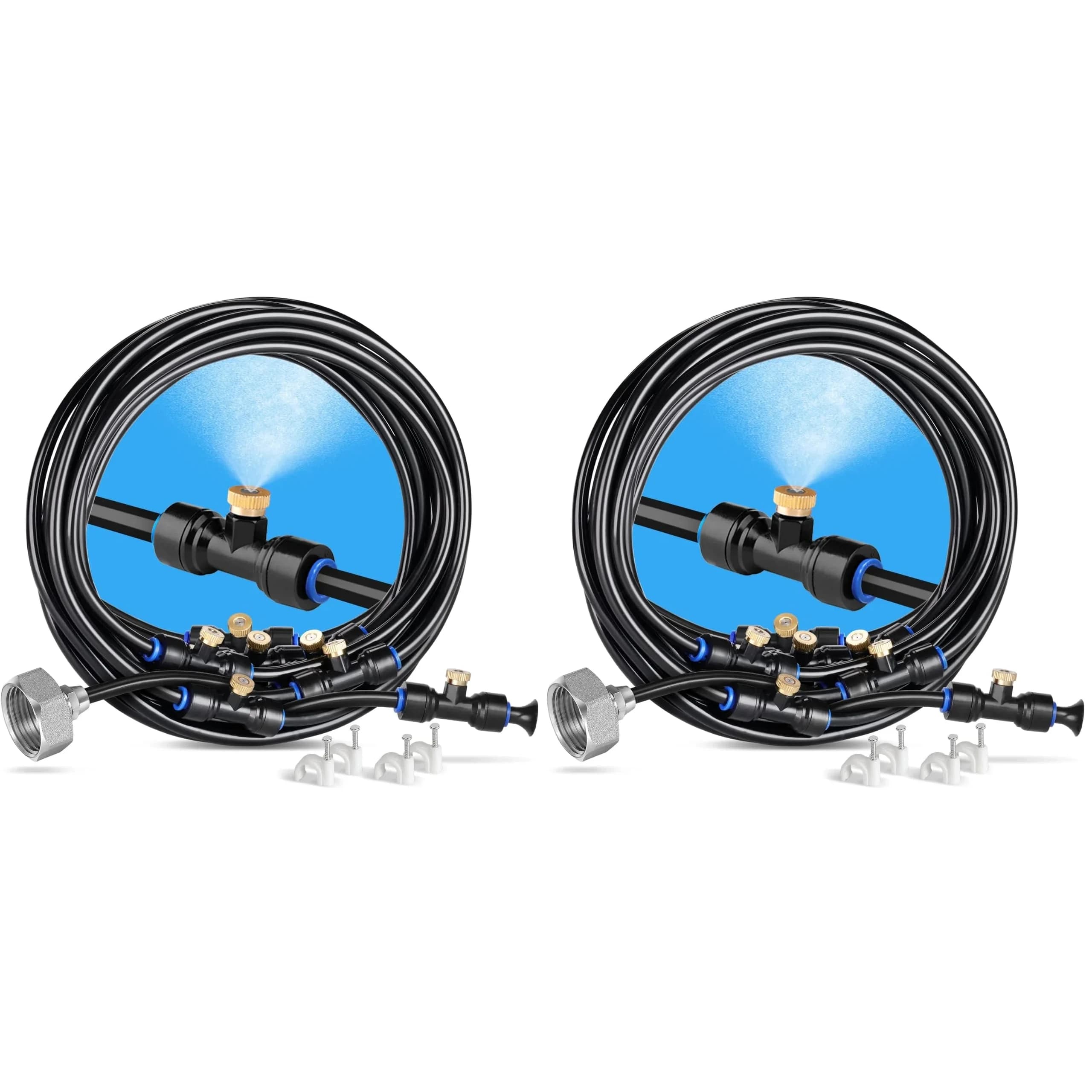 homenote Misting Cooling System 26FT (8M) | 7 Brass Mist Nozzles + 3/4" Adapter, Pack of 2 - main product image