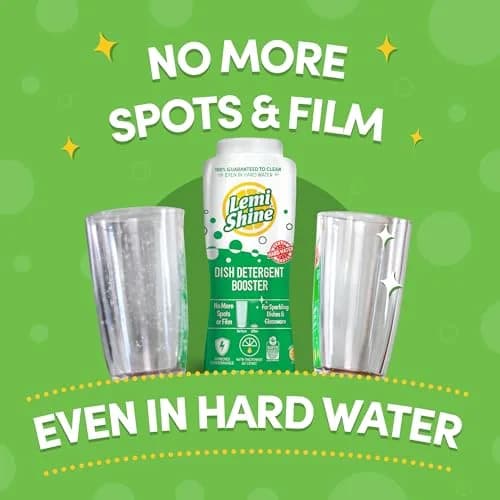 Lemi Shine Natural Dish Detergent Booster - 24 oz (Pack of 4) | Hard Water Spot Remover, Eco-Friendly, Lemon Scent thumbnail 2