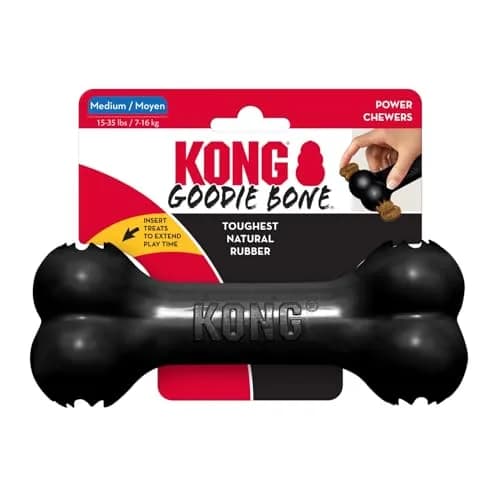 KONG Extreme Goodie Bone Most Durable Natural Rubber Dog Bone for Power Chewers - Black - Medium Dogs (Pack of 2) | Vet-Recommended for Aggressive Chewers thumbnail 6