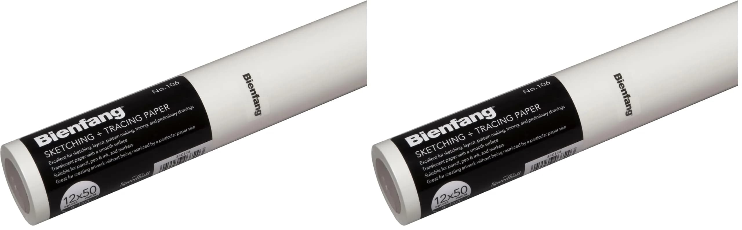 Bienfang White Tracing Paper Roll 29gsm | 30.48cm x 45.72m (12 Inches x 50 Yards) - Pack of 2 - main product image
