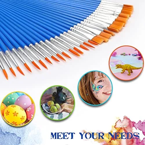 UPINS Paint Brushes 30 Pcs Small Detail Set | Synthetic Nylon, Compact Handle, Versatile for Kids & Beginners thumbnail 4