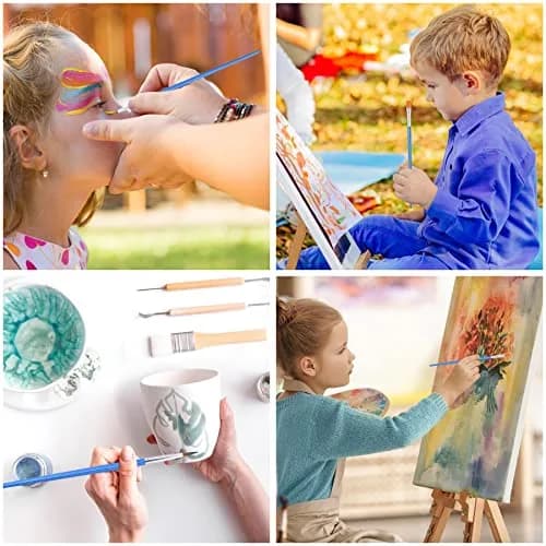 UPINS Paint Brushes 30 Pcs Small Detail Set | Synthetic Nylon, Compact Handle, Versatile for Kids & Beginners thumbnail 6